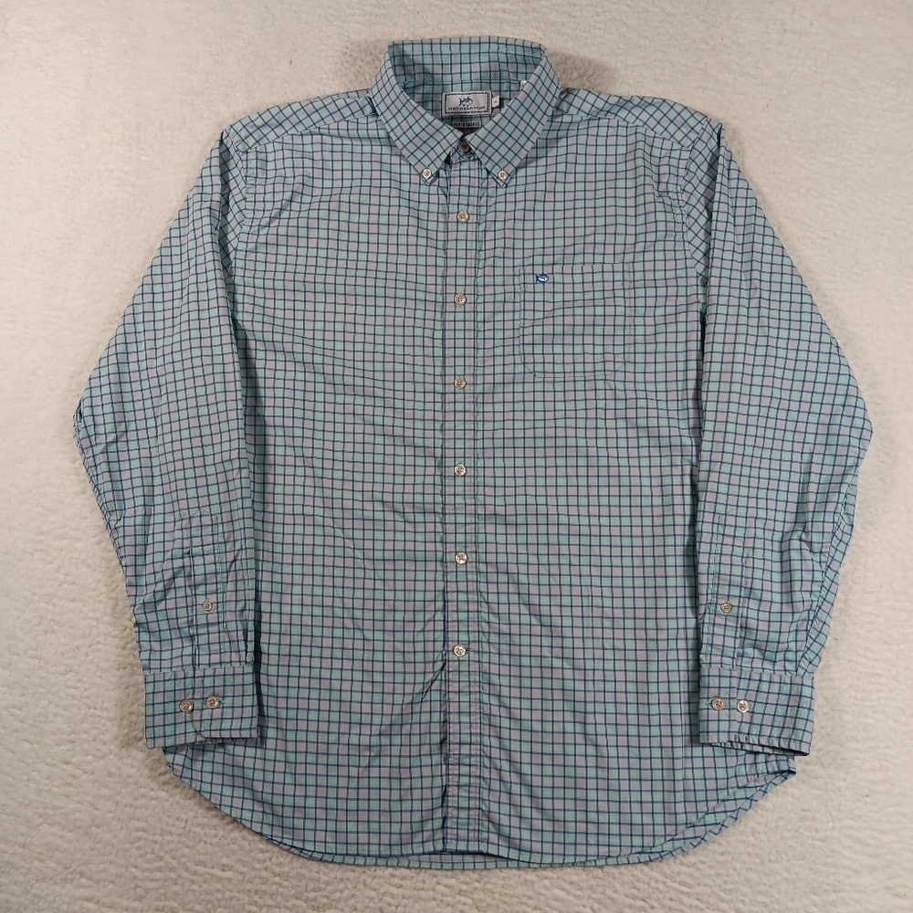 Southern Tide Shirt Mens XL Blue Performance Window Pane Nylon Fishing Vinted